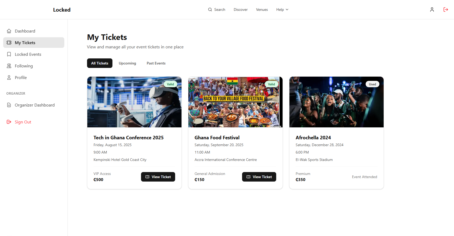 Ticket management interface